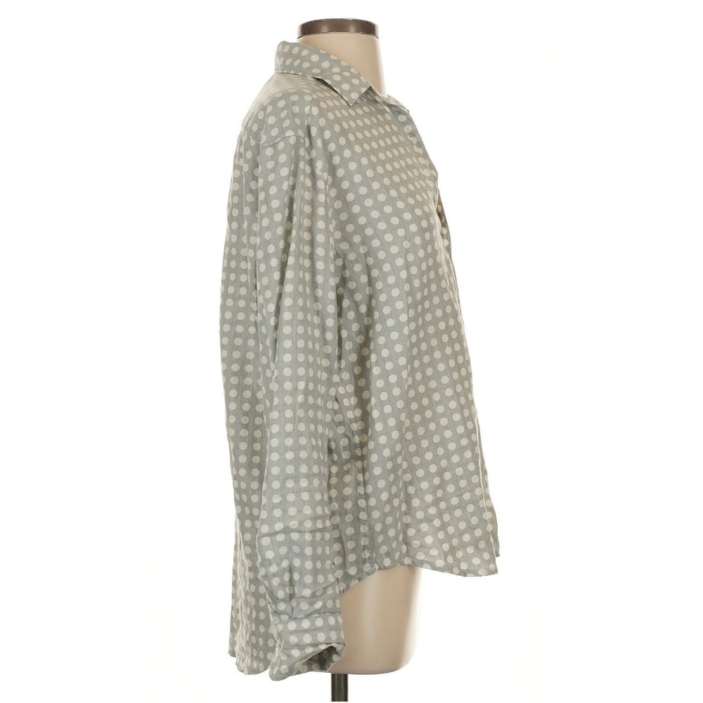 Frank & Eileen Eileen Gray and White Polka Dot Button Down Shirt Small - Picture 4 of 5